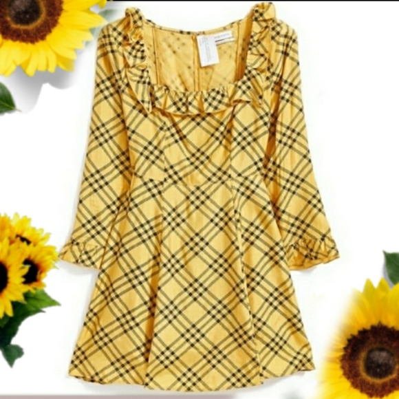 URBAN OUTFITTERS Kristen Plaid Ruffle Dress| Plaid Yellow and Black Ruffle Dress - Picture 5 of 5